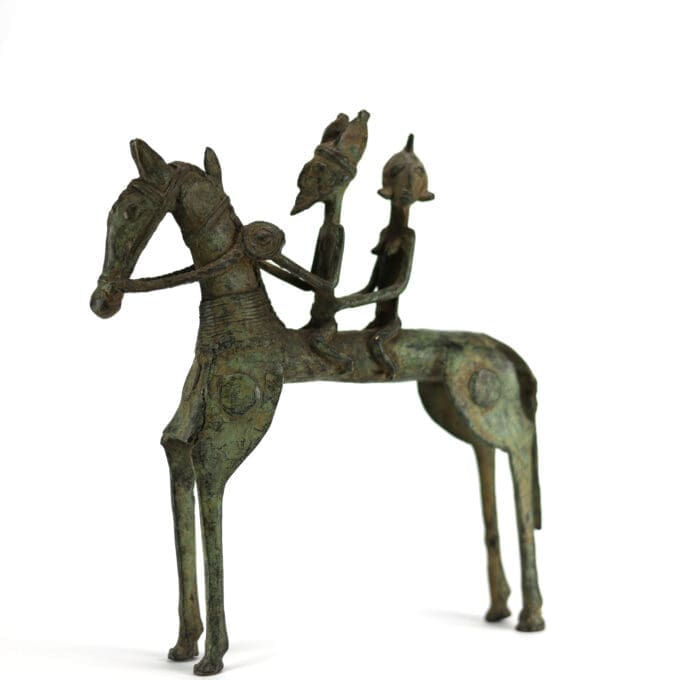 Bronzen Dogon Beeld van Man & Vrouw te Paard - Mali
