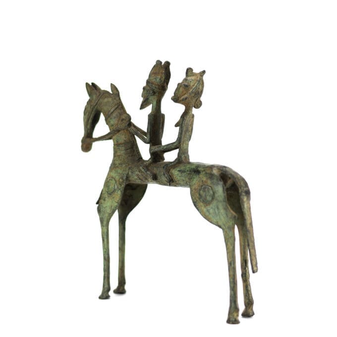 Bronzen Dogon Beeld van Man & Vrouw te Paard - Mali