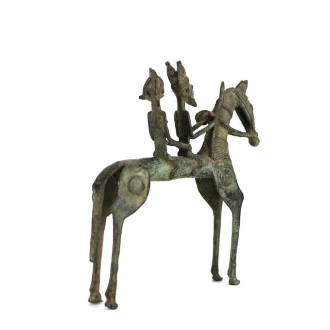 Bronzen Dogon Beeld van Man & Vrouw te Paard - Mali