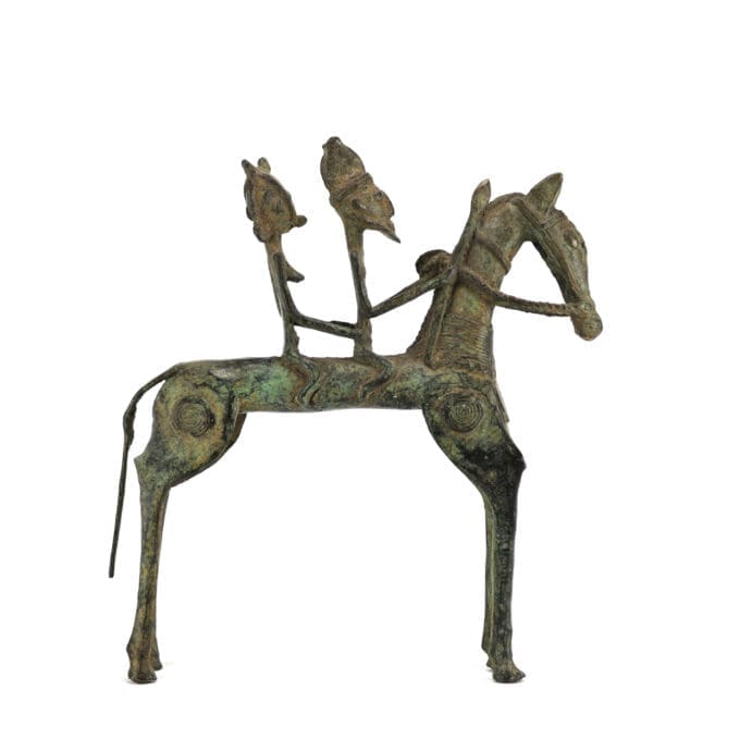 Bronzen Dogon Beeld van Man & Vrouw te Paard - Mali