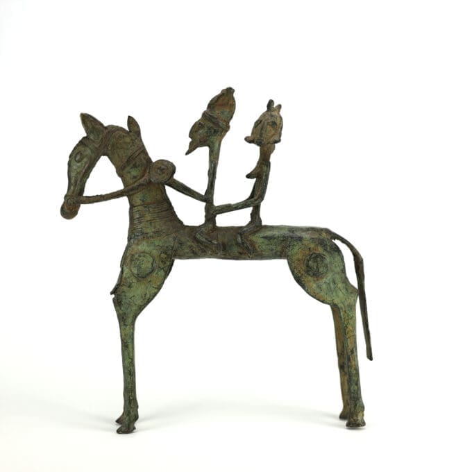 Bronzen Dogon Beeld van Man & Vrouw te Paard - Mali