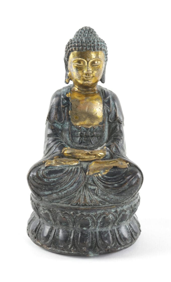 Deels verguld beeldje van Boeddha - Nepal of Tibet, ca. 1900